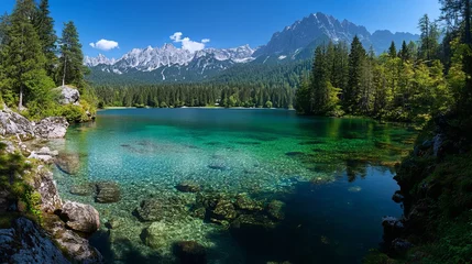 Foto auf Acrylglas Hotel Explore scenic eibsee lake germany bavaria alps mountain landscape nature photography travel destination europe tour  © Mitchell
