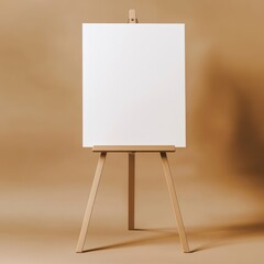 Easel Holding Blank Canvas on Brown Background for Art Presentation
