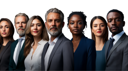 Business group photo of a team, diverse business team, diverse business success photo of a team, business team photo, diverse people, dream business team photo, on a transparent backgrounds