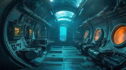 Obraz premium Underwater Research Station: Exploring the Depths