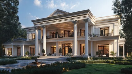 Obraz premium Grand Neoclassical Mansion: Architectural Marvel