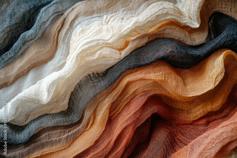 Leinwandbilder Layers of softly draped fabric create a calming abstract with earthy tones and subtle texture gradients.