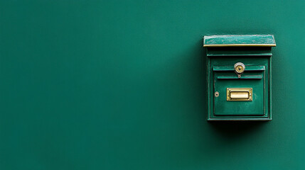 green  mailbox on green background