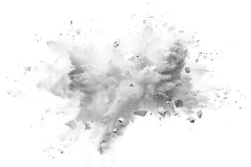High-Impact White Chalk Piece with Flying Explosion and Fragmentation Effect Isolated on Transparent Background