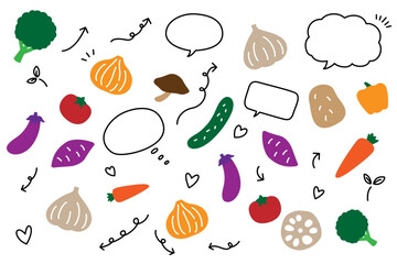 かわいい 野菜 吹き出し 矢印 セット