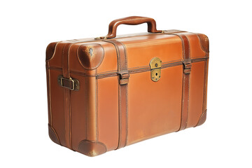Classic vintage suitcase symbolizing travel and nostalgia, isolated on a transparent or white background.