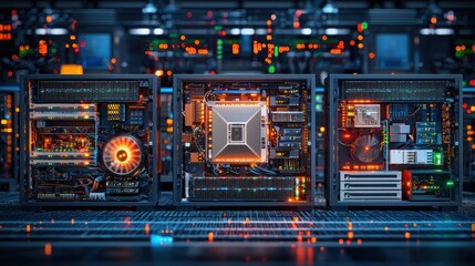 Obraz premium Server computers, illuminated