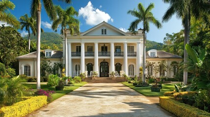 Obraz premium Magnificent Tropical Mansion: A Caribbean Estate