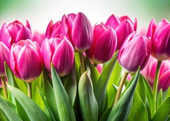 Naklejka premium Pink Tulips Vertical Background Isolated