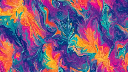 Seamless high-res texture a psychedelic cannabis leaf pattern, ideal for marijuana-themed designs.