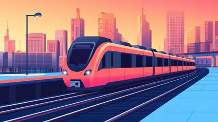 Naklejka premium High-Speed Data Networks Illustration in a Modern Urban Setting