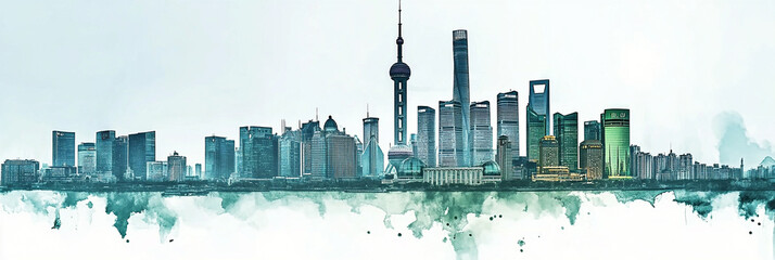 illustration skyline big city isolated on white background