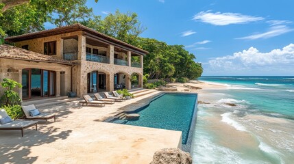 Obraz premium Luxury Beachfront Villa with Infinity Pool