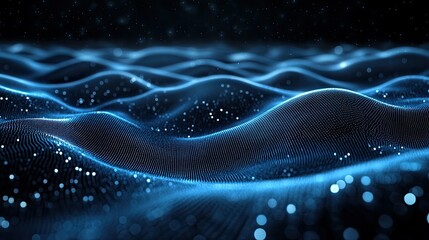 A 3D abstract dark blue background with a dot pattern and dimensional flow, symbolizing technology, data networks, and futuristic innovation for digital and tech-themed visuals. 