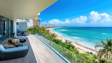 Fototapeta premium Oceanfront Luxury: Breathtaking Balcony View