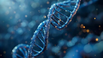 Abstract 3D DNA Helix on Blue Sparkling Background Medical Science Genetics Research Technology Concept, seamless looping overlay 4k video. - Powered by Adobe