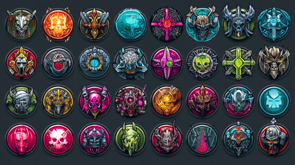 Resource icons for games. Vector.