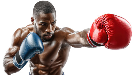 boxer with boxing gloves throwing a punch, isolated, transparent, png, background, cutout