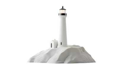 A solitary beacon standing tall on a rugged cliff guiding ships through the night with its war