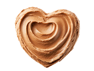 Heart shaped chocolate spread for dessert and sweet treats, cut out