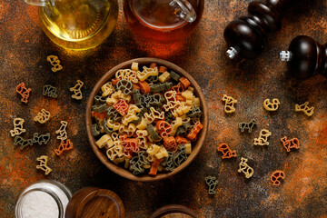 Animal shape colorful pasta for kids.