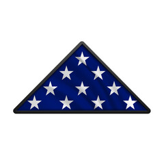 Folded USA flag. American flag folded into a triangle isolated on white background. Concept Memorial Day, Independence Day, July 4th. Flat lay, Top view. Vector illustration