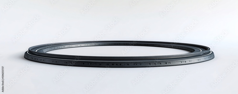 Poster Black circular metallic object with numbers resting on white surface