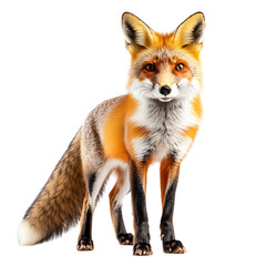 Regal Red Fox Standing Alert Isolated on Transparent Background