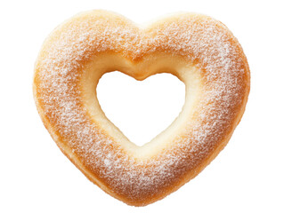 Heart shaped donut with sugar topping for dessert lovers, cut out