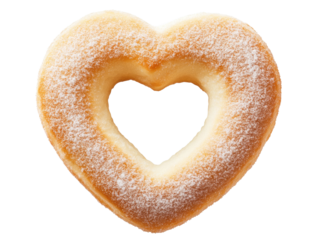 Heart shaped donut with sugar topping for dessert lovers, cut out