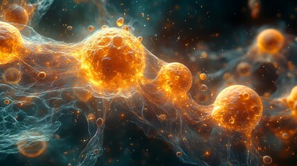 Obraz premium 3d microscopic glowing cell split wallpapers