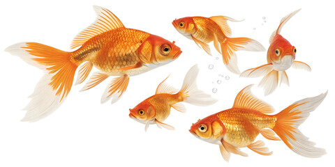 Naklejka premium Various goldfish isolated on transparent background