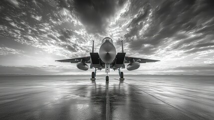 F-15 Eagle Fighter Jet on the Runway at Dawn