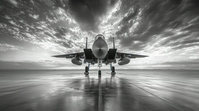F-15 Eagle Fighter Jet on the Runway at Dawn