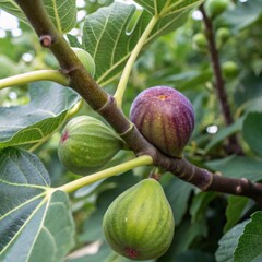 Ripe figs arranged on a clean surface, soft purple skin and rich inner flesh, showing juicy textures and natural beauty, perfect for organic lifestyle content
