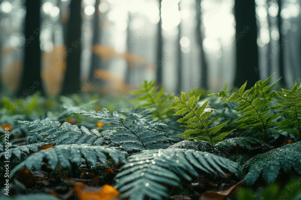Aufkleber vibrant green leaves arranged in a natural pattern showcasing diverse shapes and textures in a lush 