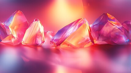 Holographic prismatic ice with refracted light rays, hyper-detailed crystal formations, and ultra-modern neon reflections