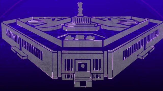 New Parliament Building Of India In Blue White Color Animation For News Background