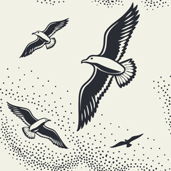 Obraz premium Birds flying gracefully against a soft backdrop showcasing freedom and nature's elegance in a serene environment