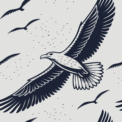 Majestic birds soaring through the sky in an artistic representation of freedom and nature