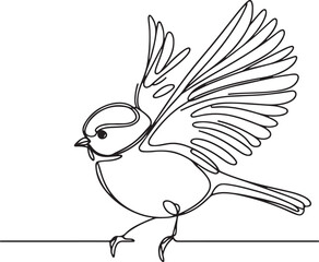 Chickadee Line Art Vector Illustration