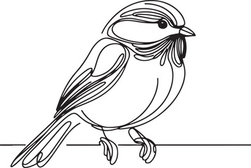 Chickadee Line Art Vector Illustration