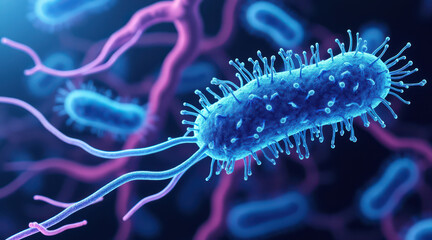 Autophagy Wellness Cycle : Microscopic illustration showcasing bacteria in vibrant colors
