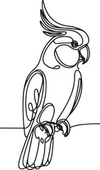 Beautiful Cockatoo Line Drawing Vector Illustration for Design