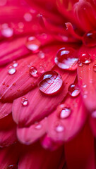 Soft pink flower petals with dewdrops captured in artistic macro style