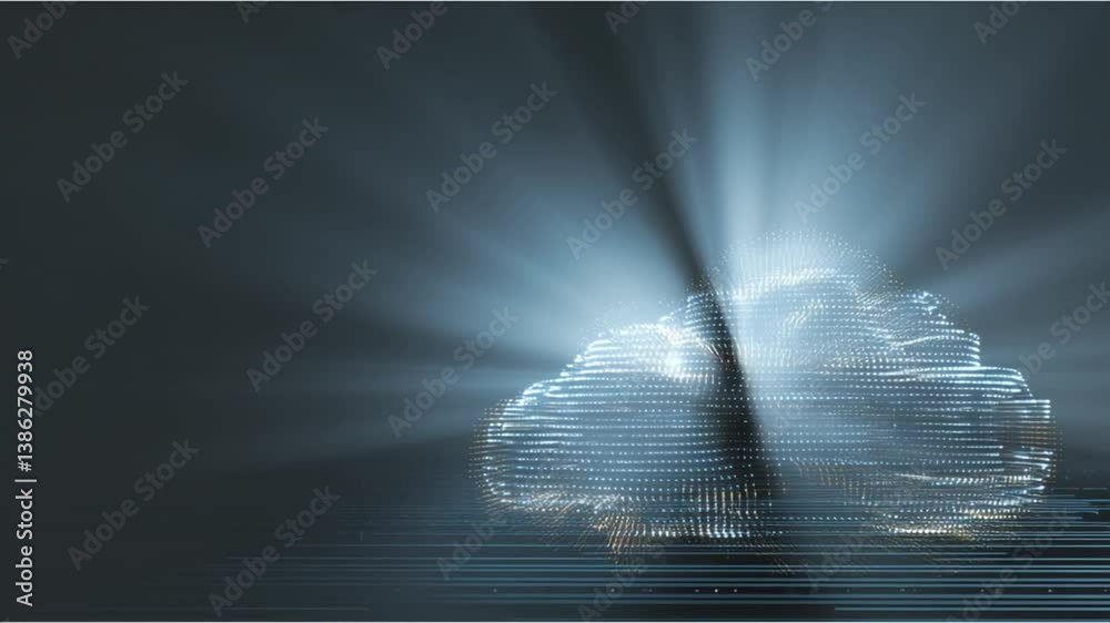 Poster elevated web cloud technology abstract with glowing elements generative ai