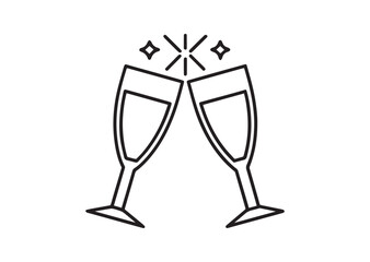 Two wine glass cheers Silhouette vector