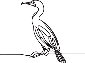 Cormorant Bird Line Drawing Vector Art