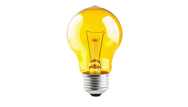 Yellow light bulb , clipping path  -  