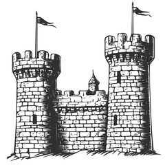 2D flat vector illustration of Castle Wall, isolated on a white background.